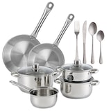 thumbnail of WellHome - Set di 7 pezzi di pentole con set di padelle Ø20Ø24cm e posate 16 pezzi in acciaio inox