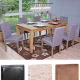 thumbnail of CHEFGASTRO 6er-Set Esszimmerstuhl klassisch und zeitlos HxBxT 90x43x56cm Sitzhöhe 45cm Küchenstuhl Textil mit Schriftzug Beine Struktur - Eiche Creme