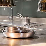 thumbnail of Menastyl - Set 3 poêles triply en acier inoxydable induction 28/24 et 28cm - made in france