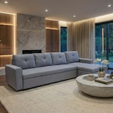 thumbnail of Ecksofa mit Bettkasten HWC-L16, Couch Sofa L-Form, Liegefläche rechts Nosagfederung Stoff/Textil 290cm ~ grau