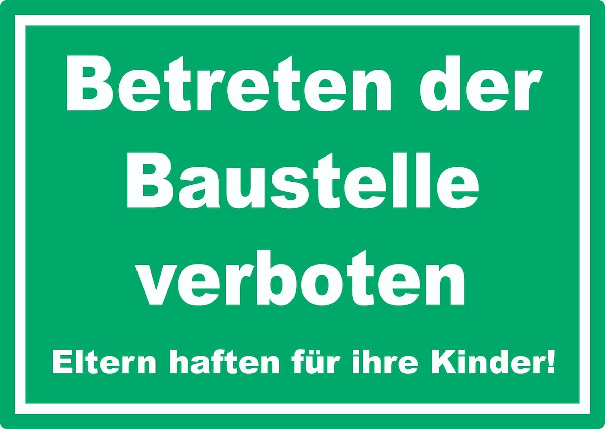 Betreten der Baustelle Schild grün-weiß A1 (594x841mm)