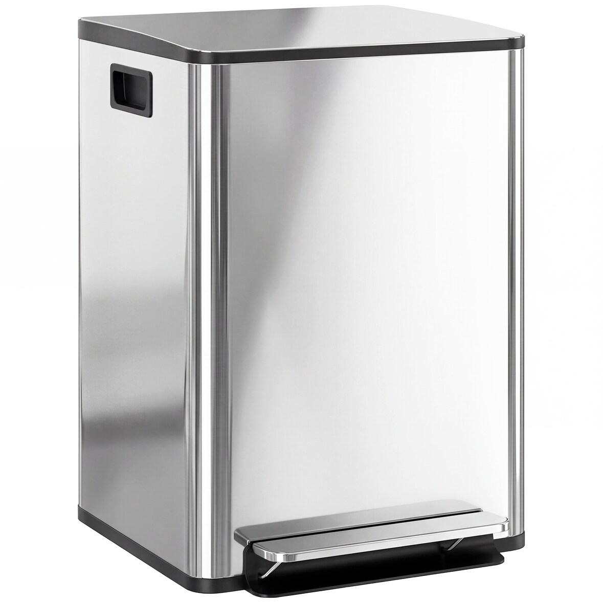 HOMCOM Balde de Lixo de Cozinha com 2 Compartimentos 2x20L Pedal Fechamento Suave e Cubo Amovível  Prata