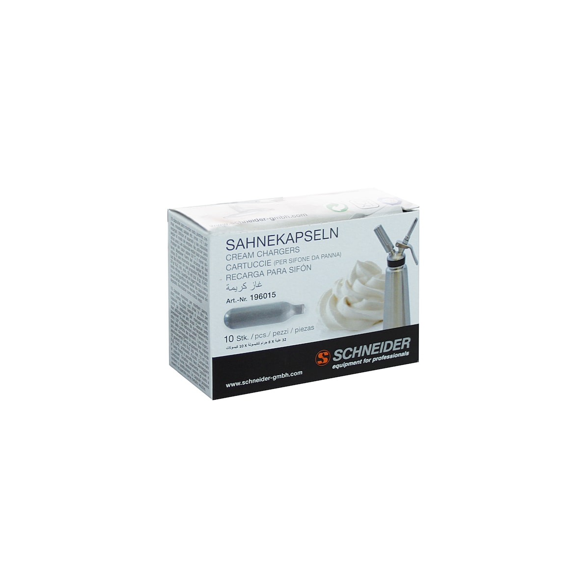 Schneider - Sahnekapseln - für Sahnegerät, # 196050 und # 196060 - Inhalt: 10 Stück