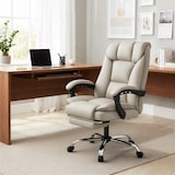 thumbnail of HOMCOM silla de escritorio giratoria con reposapiés, con respaldo reclinable, acolchado grueso, tapizada en cuero sintético, altura ajustable