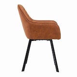 thumbnail of SalesFever Polsterstuhl 2er Set mit Armlehnen | Bezug Microfaser | Gestell Metall schwarz | Rautensteppung im Rückenbereich | hellbraun