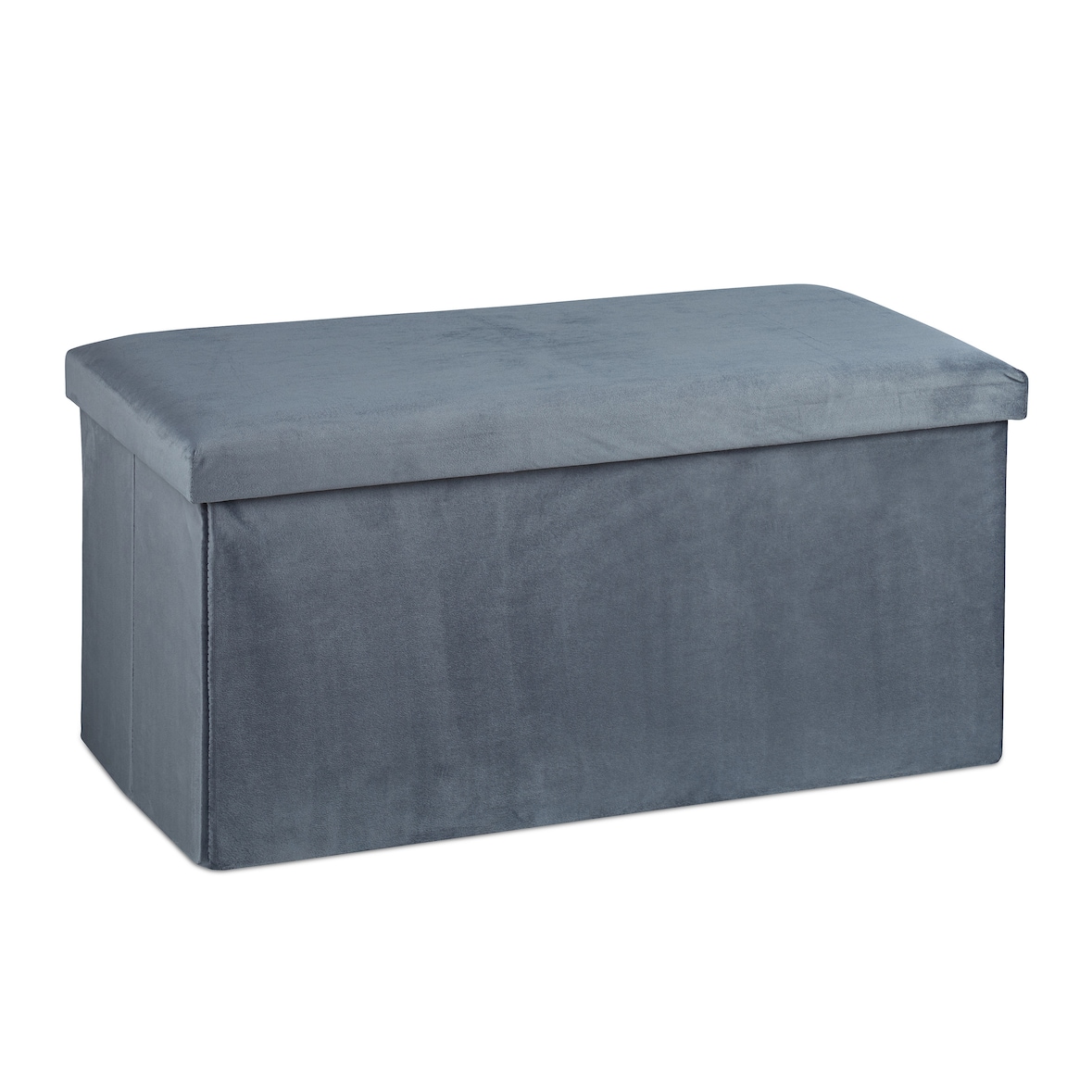 Relaxdays Sitzbank mit Stauraum, Samt, 80 L, Flur, Wohnzimmer, gepolstert, faltbar, Truhenbank, 38x77x39 cm, dunkelgrau
