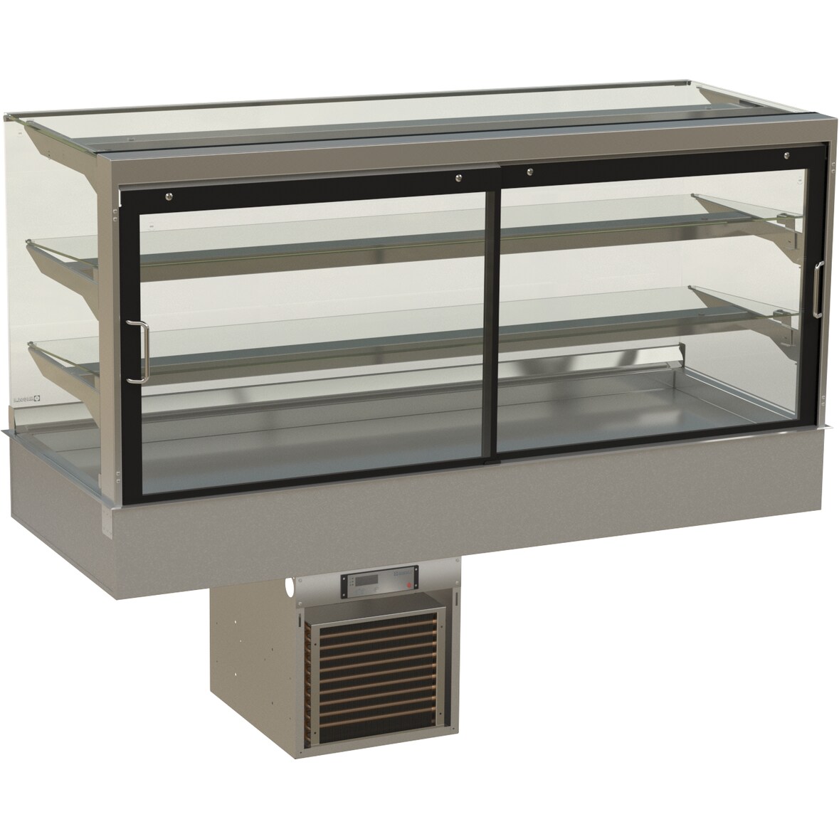 HAGOLA Showcase "Bergen" eckig, für 5xGN1/1, 3 Auslagen  20mm Tiefe, 1735x710/200+410x710mm (BxHxT)  steckerfertig mit Transporthalterung