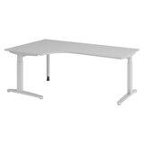 thumbnail of bümö Eckschreibtisch höhenverstellbar 200x120 cm in grau, Metallgestell in silber - Schreibtisch groß, Bürotisch höhenverstellbarer, Büroschreibtisch