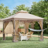 thumbnail of Outsunny Cenador de Jardín 3x3m con 4 Cortinas Laterales de Cremallera Doble Techo Beige