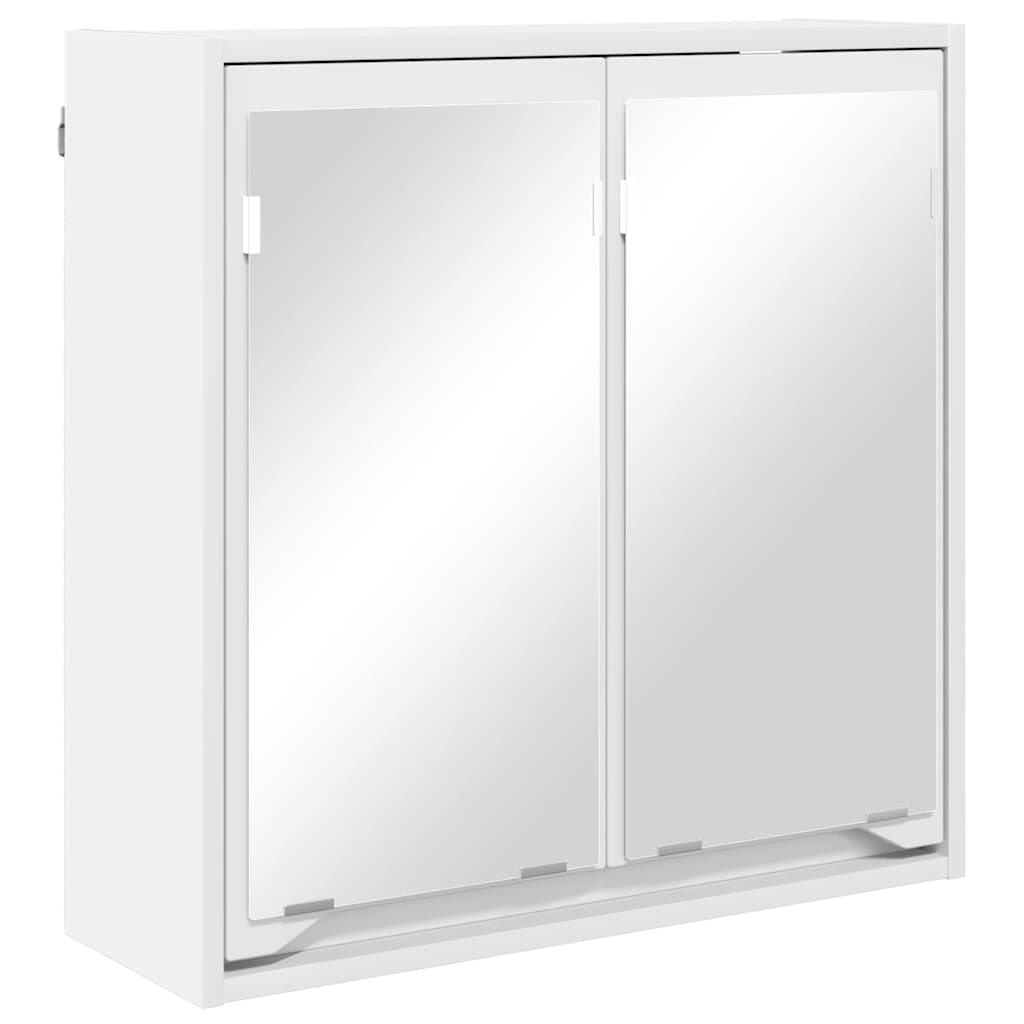Helloshop26 - Armoire miroir moderne murale salle de bain 60 x 20 x 60 cm rangement pratique style contemporain en bois blanc 02_0054581
