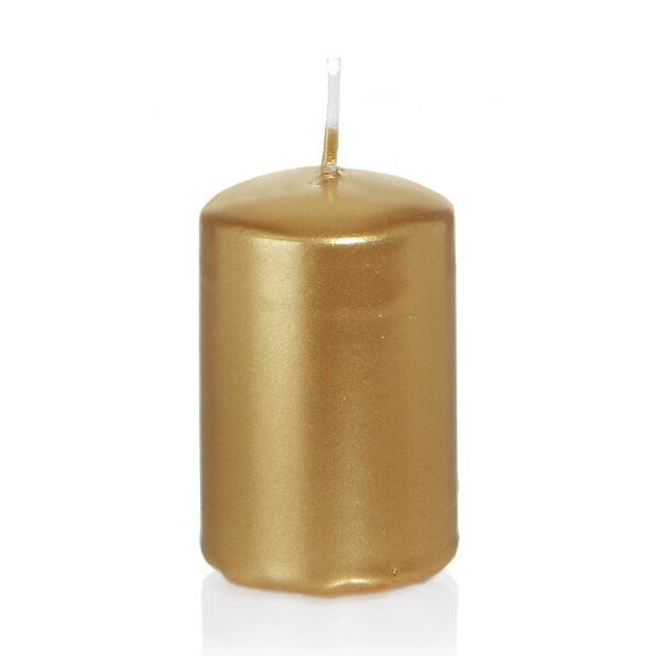 Gold Stumpenkerzen lackiert in Cello 60 x 40 mm, 16 Stück