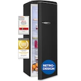 thumbnail of Exquisit Retro-Kühlschrank, ohne Gefrierfach, 229 Liter, groß, 5 Ablagen, Gemüsefach, Temperaturregelung, RKS325-V-H-161E mattschwarz