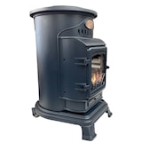 thumbnail of Poele à gaz 3,4KW Bleu Saphir Mat Effet poêle à bois Fonte véritable + Tuyau gaz + détendeur butane Provence Sahara