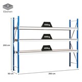 thumbnail of PROREGAL Weitspannregal MAXIMUS Pro | Grundregal | HxBxT 200x260x50cm | 3 Ebenen | Spanplatten-Fachboden | Fachlast 490kg | Lichtblau/Lichtgrau