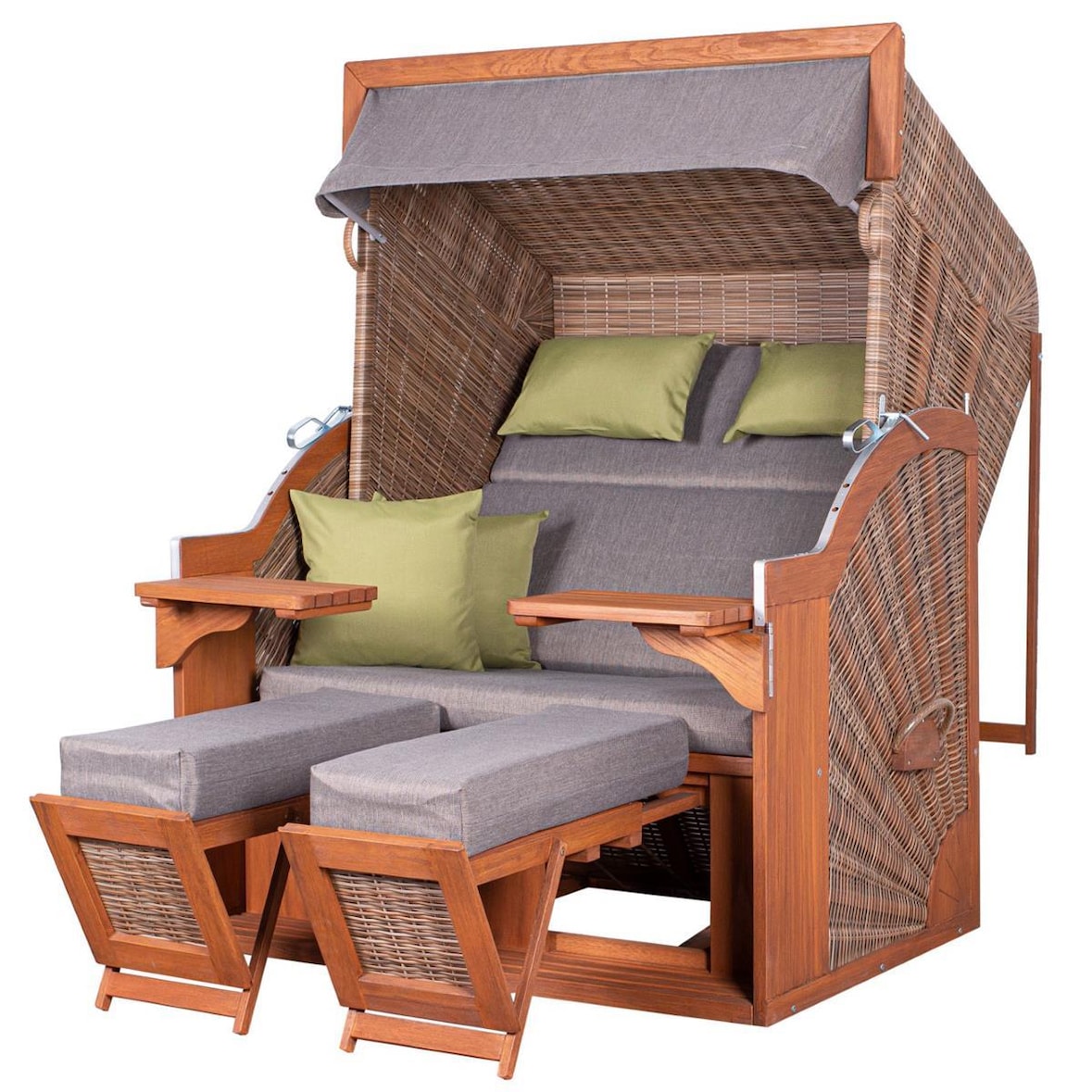 Strandkorb deVries PURE® Comfort XL - PE griseum - Dessin 490 - inkl. Schutzhülle