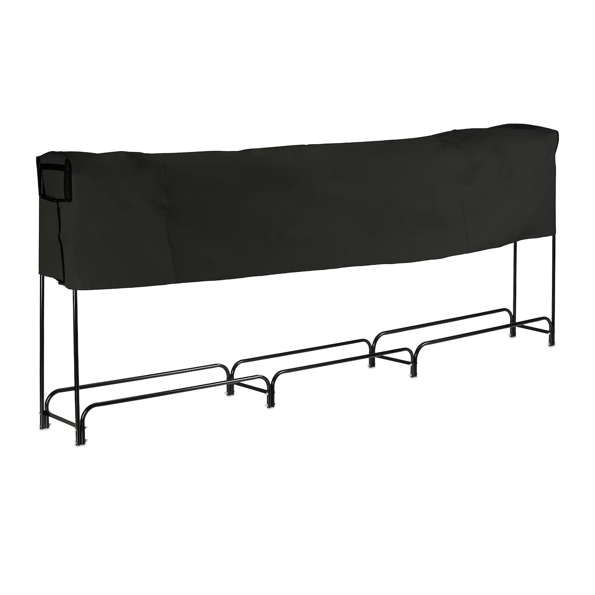 Relaxdays Kaminholzregal mit Abdeckung, Metall, HBT: 122 x 370 x 38,5 cm, außen, großes Regal für Brennholz, schwarz