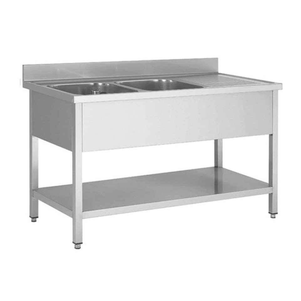 Gastrospüle Spültisch Spülbecken Spüle Spühle Spültheke 2 Becken 1600x700x850 mm