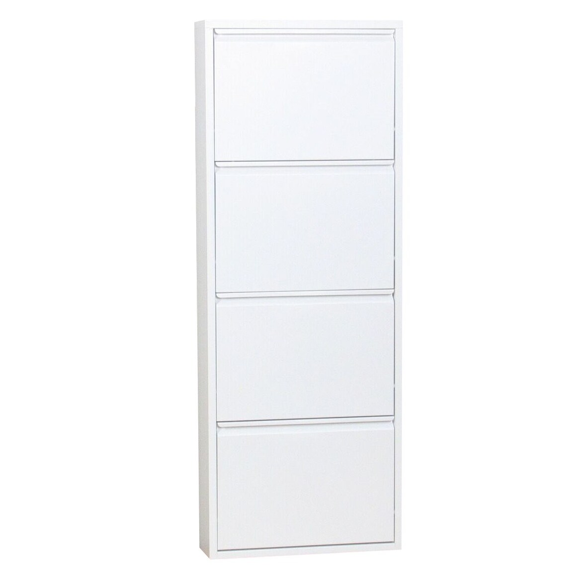 Pisa Schuhschrank mit 4 Klappen/ Türen in Metall weiss. Fertig montiert geliefert.