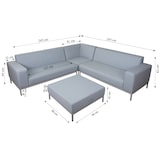thumbnail of Ecksofa HWC-C47, Sofa Loungesofa Couch, Stoff/Textil Indoor wasserabweisend 245cm ~ blau ohne Ablage