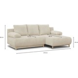 thumbnail of Canapé d'angle droit convertible MIKA 3 places - Velours côtelé beige - Coffre de rangement - L218 x P98/145 x H84 cm AUCUNE