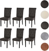 thumbnail of 6er-Set Esszimmerstuhl gepolstert | HxBxT 98x47x62cm | Sitzhöhe 42cm | Nieten | Stoff/Textil | helle Beine | Hellgrau | Stuhl Küchenstuhl