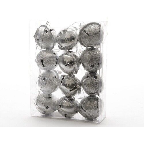 Glocken Metallglocken Weihnachten Baumschmuck silber 12 tlg