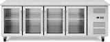 thumbnail of Romux® Kühltisch mit 4 Glastüren 223x70 cm mit Marmor-Arbeitsplatte und Luftkühlung | Theken Kühlschrank aus Edelstahl mit 553 L und 850 W