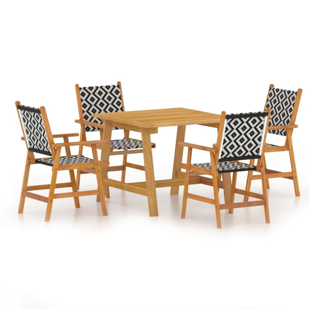 Helloshop26 - Conjunto de comedor de jardín de 5 piezas muebles de exterior madera maciza de acacia 02_0013753