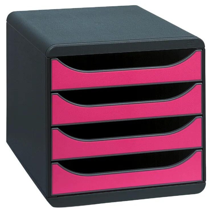 Exacompta 310784D Schubladenbox Big Box, 4 offene Schubladen, Iderama - Himbeerfarben