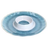 thumbnail of JO Servierplatte Ø 35,5 cm runde Snack- & Dipplatte Melamin blau weiß Antipasti