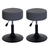thumbnail of Conjunto de 2 bancos HWC-C22, banco de maquilhagem, giratório regulável em altura Ø 37cm tecido bouclé 450g/m² FSC® ~ cinzento escuro
