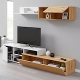 thumbnail of Dmora Einbaufertige Wand Miami, TV-Ständer für Wohnzimmer, Wohnzimmerkomposition mit Wohnwand und Regal, 220x40h44 cm, Asteffekt Eiche und Weiß