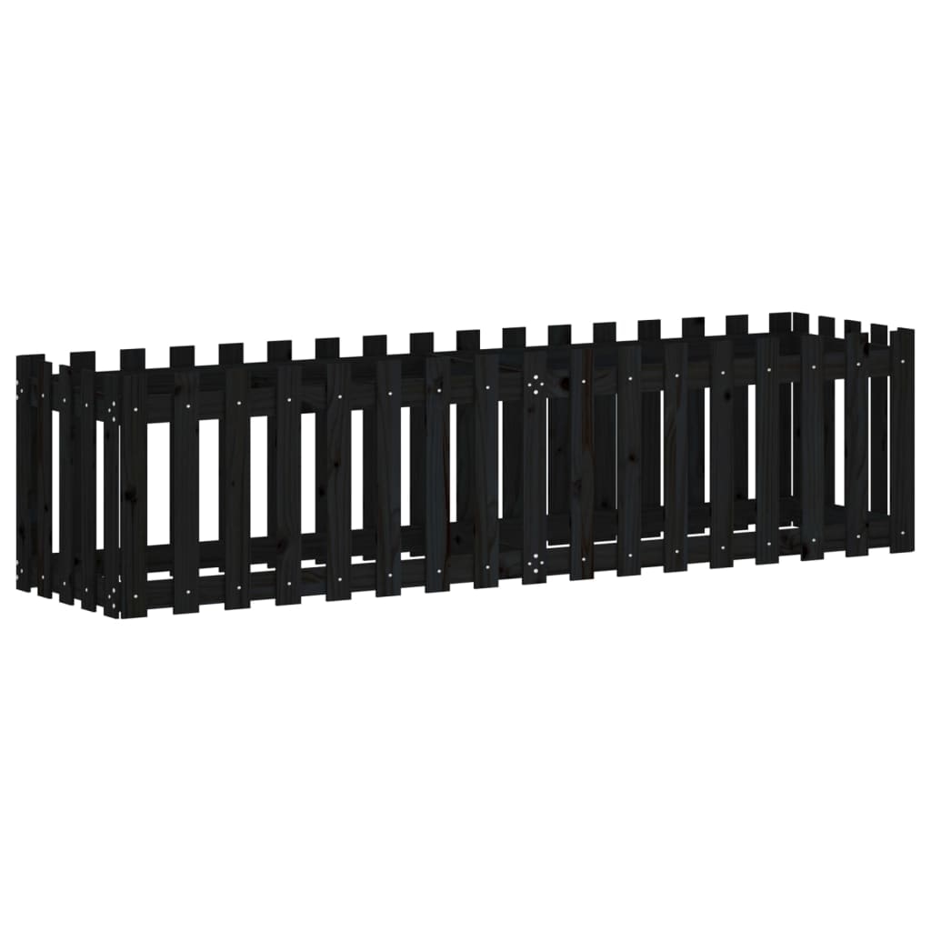 vidaXL Hochbeet Latten-Design Schwarz 200x50x50 cm Massivholz Kiefer