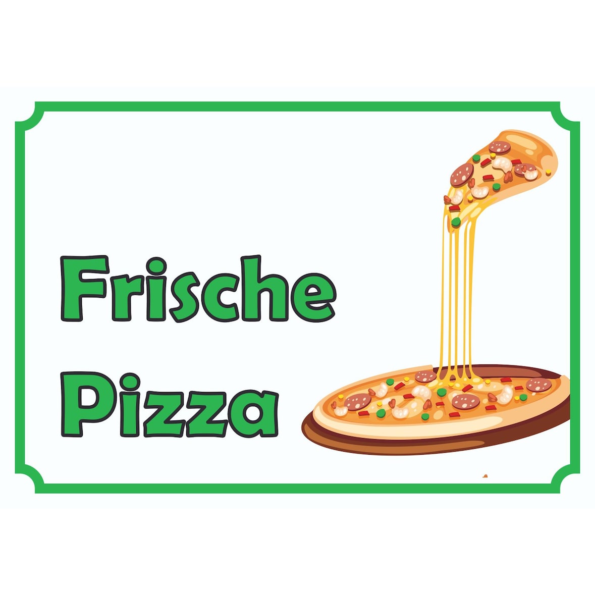 Frische Pizza Schild A1 Rückseite selbstklebend
