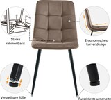 thumbnail of Essgruppe Esstisch mit 4 Stühlen 117x68x75 cm MDF Tischplatte in Marmoroptik Braun Samt Polster Metallbeine modern für Küche und Esszimmer