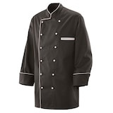 thumbnail of 207 - Kochjacke schwarz langarm mit Paspel in verschiedenen Farben : weiß 65% Polyester 35%Baumwolle 220 g/m² 5XL