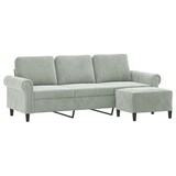 thumbnail of vidaXL 3-Sitzer-Sofa mit Hocker Hellgrau 180 cm Samt
