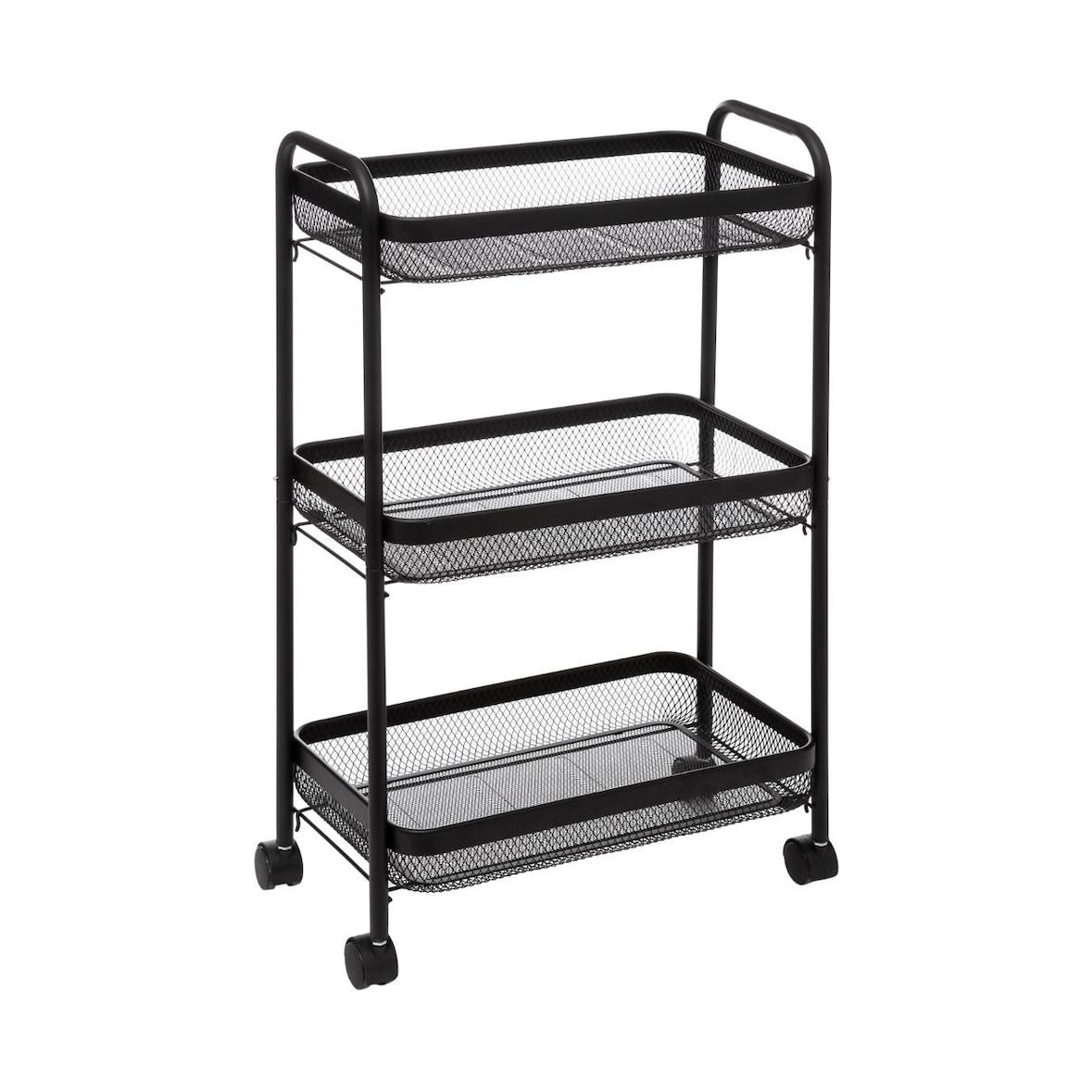 FIVE Carrinho Auxiliar de 3 Andares com Rodas em cor Preto