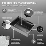 thumbnail of ML-Design Spülbecken Edelstahl 68 × 46 cm Anthrazit – Moderne Einbauspüle mit Wasserfall-Design, ausziehbarem Wasserhahn & Zubehör, rechteckig