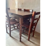 thumbnail of shopinnovativo -Tavolo arte povera con gambe tornite allungabile fino 220 in legno massello e mdf con rifinitura in noce 140x80x78 H