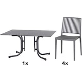 thumbnail of SIENA GARDEN Urban Lights Set 5teilig Lane Stuhl gastrotauglich grau mit Tisch Sola 140x90