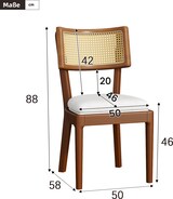thumbnail of Esszimmerstuhl Set 6er Massivholz Rattan Rückenlehne Leinen Sitzkissen Nussbaum 88x58x50 cm modern stabil und atmungsaktiv