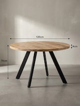 thumbnail of Esszimmertisch 120x120x76 cm Mango Massivholz Esstisch Modern, Küchentisch Massiv mit Metallbeinen, Holztisch Esszimmer Rund, Kleiner Speisetisch
