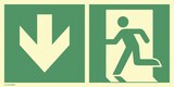 thumbnail of Notausgang links Pfeil unten, Kombi, ISO 7010, PVC-U selbstkl.,160-mcd,400x200mm