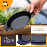 thumbnail of BBQ-Nerd® Servierpfännchen aus Gusseisen im 6er Set ?  Grillpfännchen - oval 22,5x13 cm - zum Braten Überbacken Grillen Anrichten Servieren