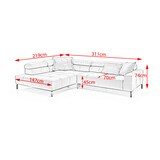 thumbnail of KAWOLA Sofa OHIO Ecksofa Feincord silber mit motorischem Sitzvorzug Recamiere links