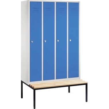 C+P Umkleidespind 805040S10001 m. Sitzbank 4Abteile lgr/lbl