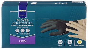 METRO Professional Einmalhandschuhe, Latex, ungepudert, Größe S, schwarz, 100 Stück