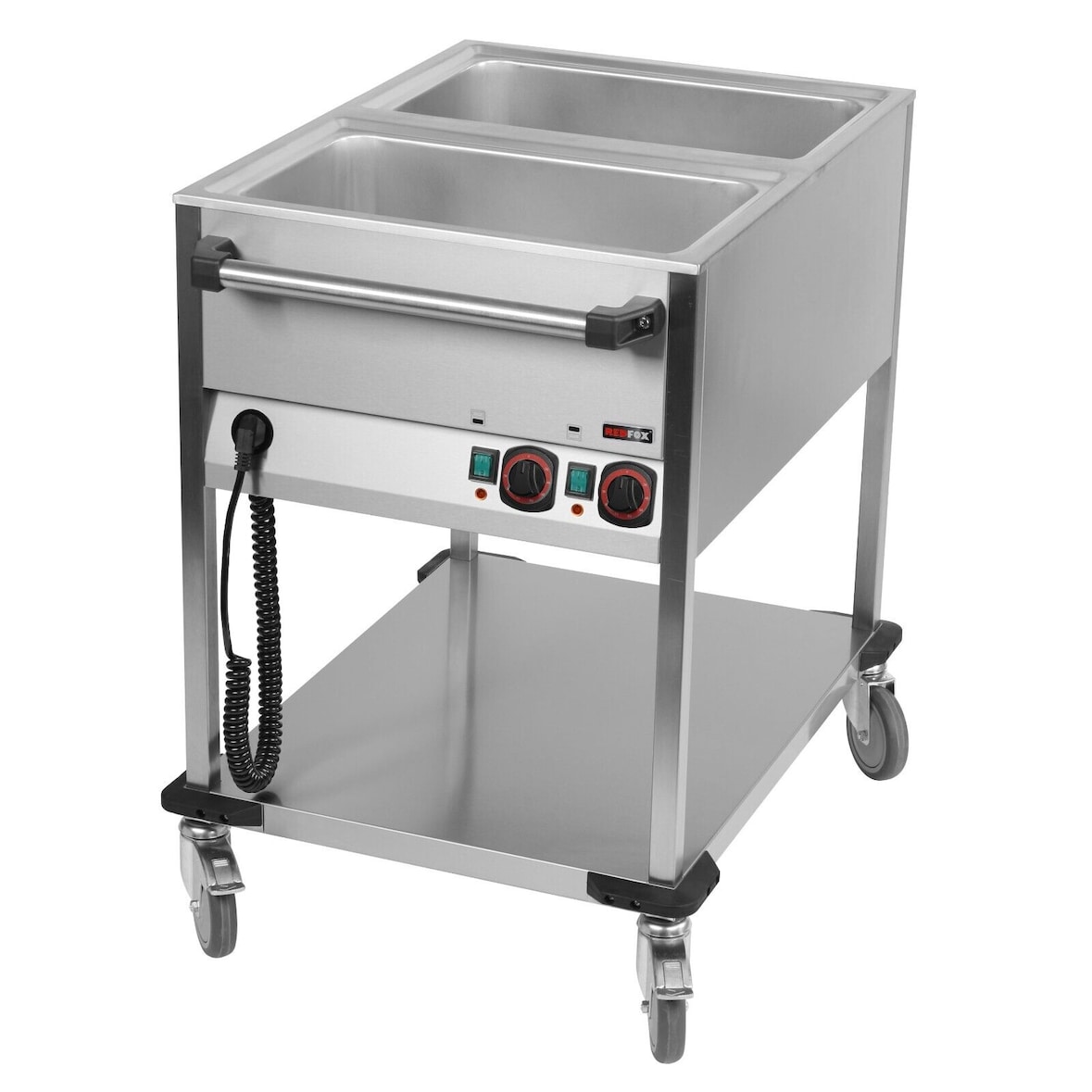 Bain-Marie Wagen mobiler Warmhalter Wasserbad 2xGN1/1 650x900x900mm