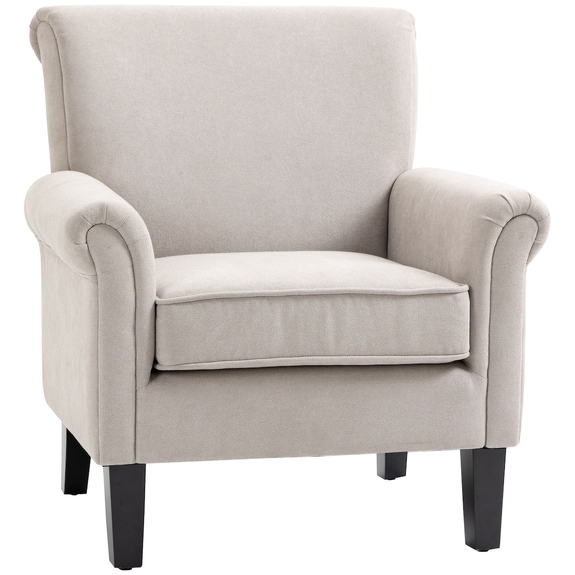 HOMCOM butaca de salón tapizada en tela sillón relax con reposabrazos asiento extraíble y lavable patas de madera estilo moderno 79x78x87 cm
